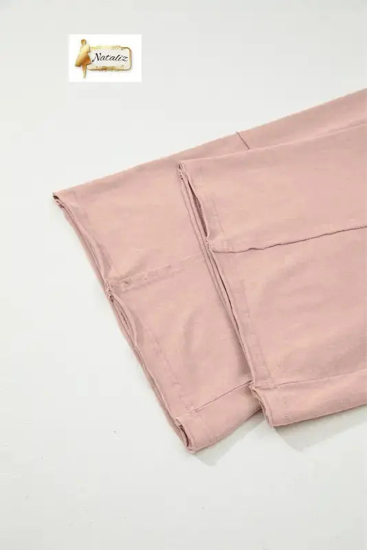 Cotton Pink Flower Patch Mineral Washed Terry Knit Cropped Wide Leg Pants Dear-Lover Dropshipping