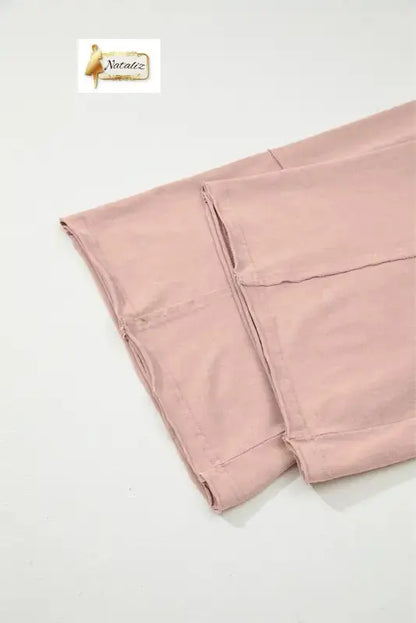 Cotton Pink Flower Patch Mineral Washed Terry Knit Cropped Wide Leg Pants Dear-Lover Dropshipping