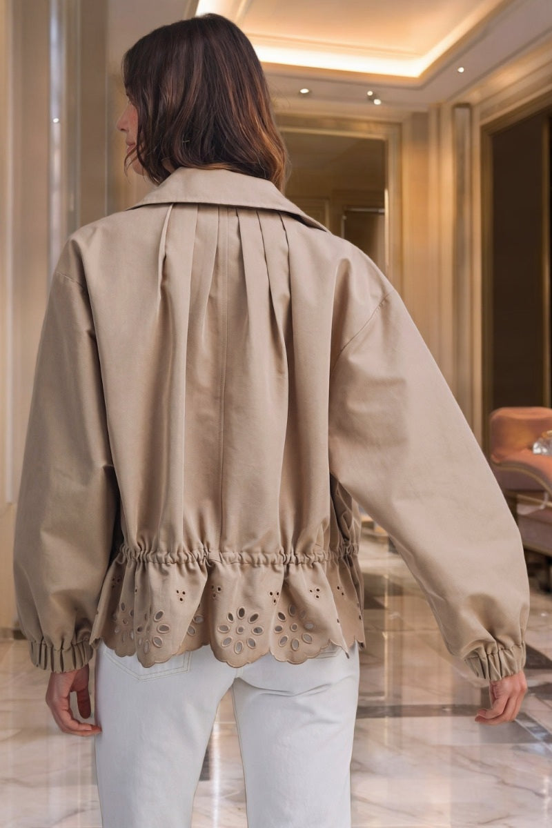 Eyelet Hem Anorak Jacket model back view · nz-bg-v1
