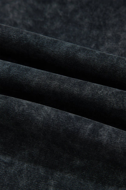 Black Mineral Wash Raw Seam Drawstring Elastic Waist Barrel Pants