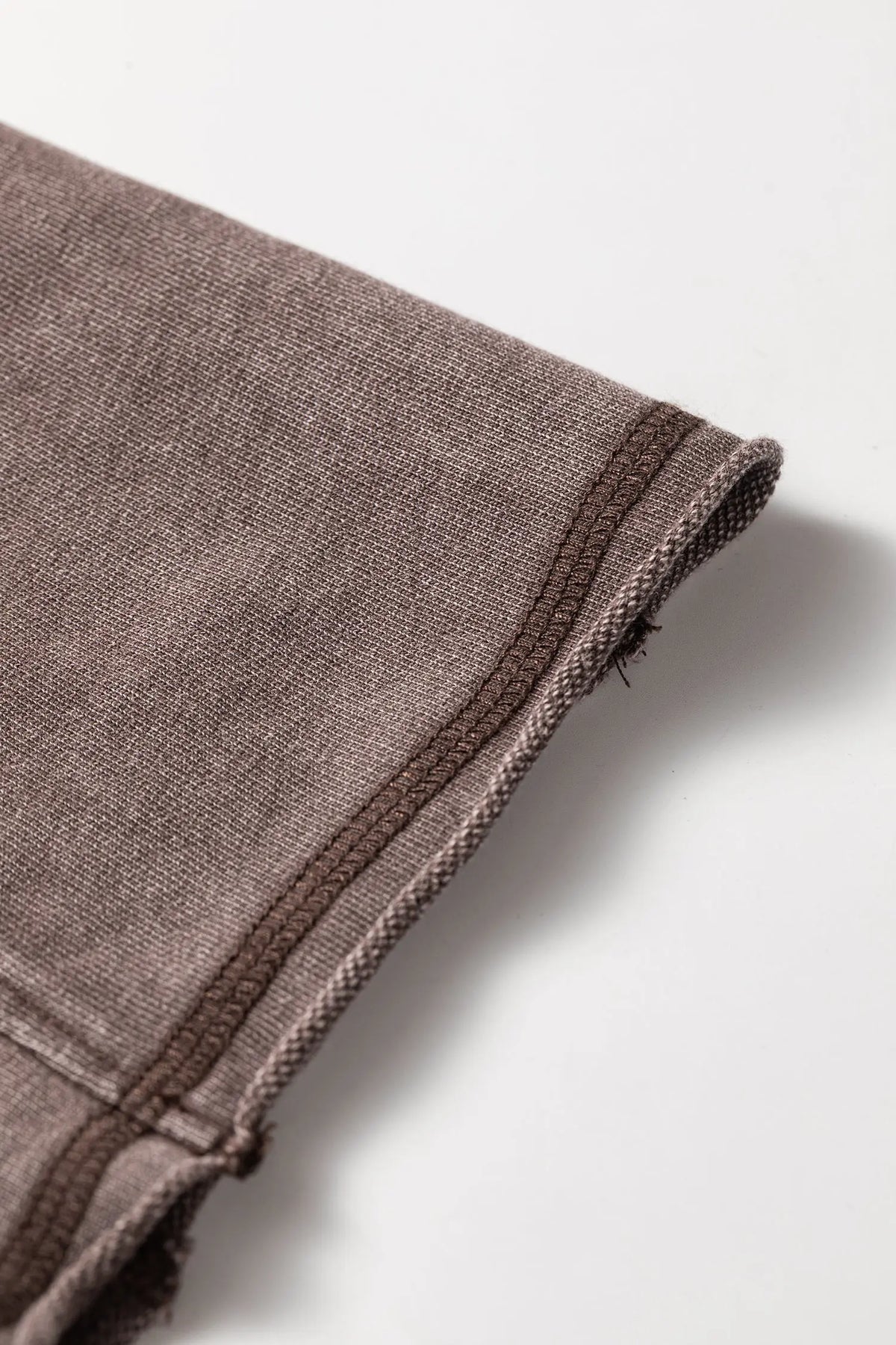 Dark Brown 3/4 Sleeve Mineral Wash Loose Cotton Top