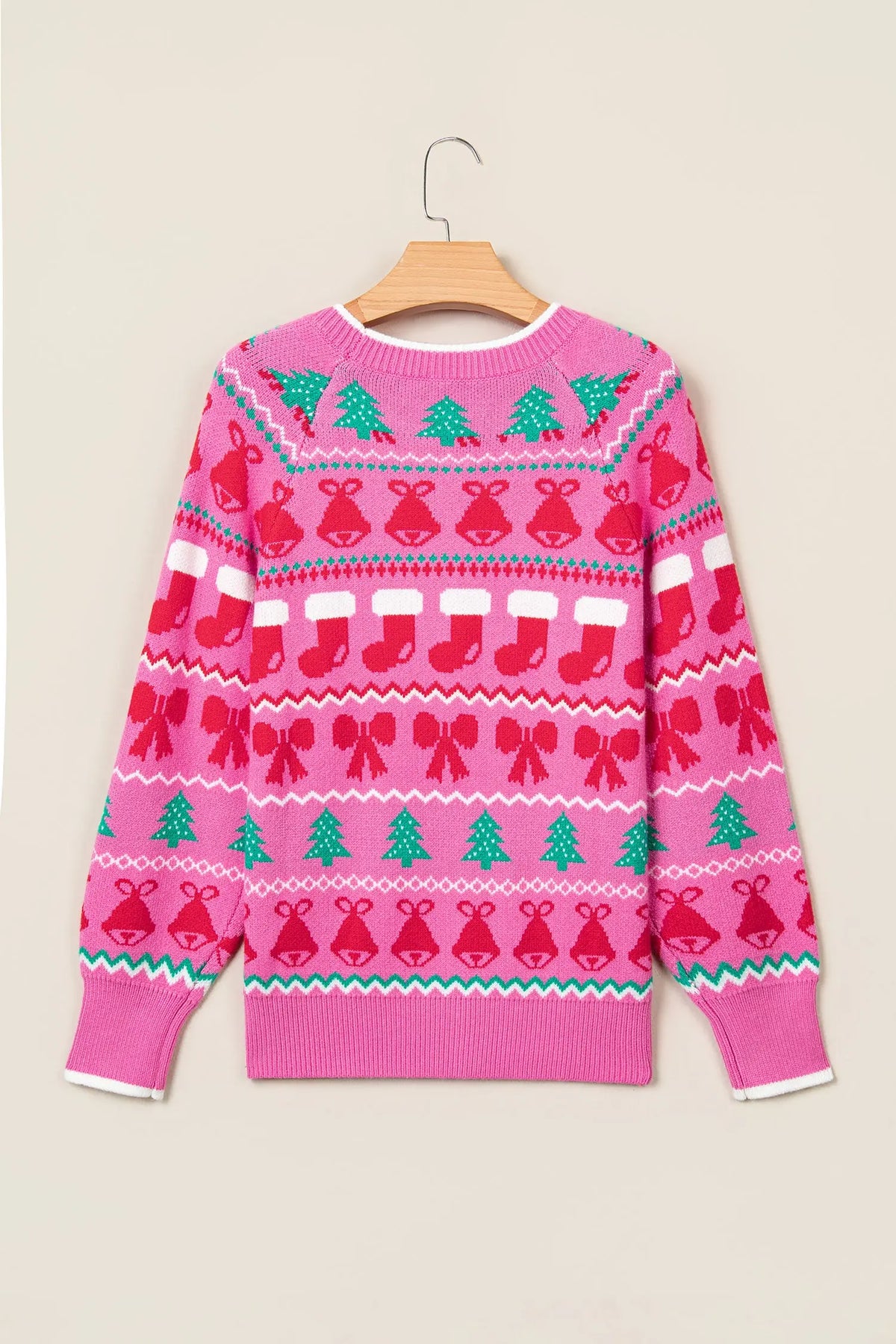 Christmas Holiday Graphic Round Neck Knit Sweater