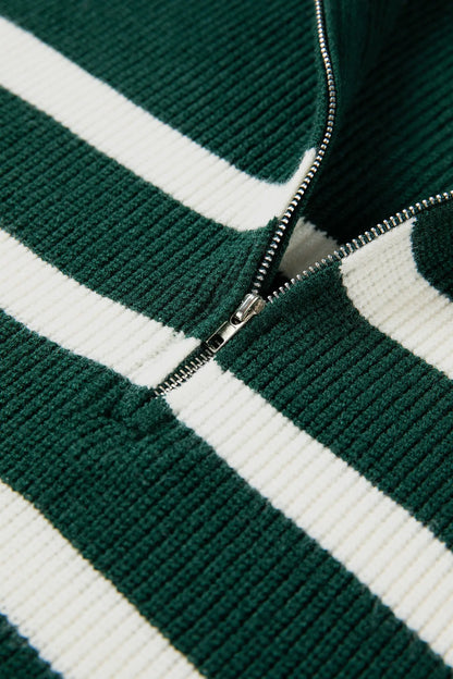 Chicory Coffee Ribbed Half Zip Collared Sweater Vest