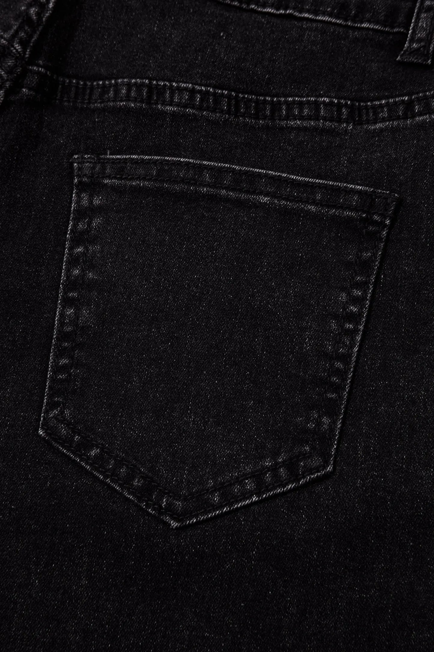 Black Studded Detail Straight Leg Casual Loose Jeans