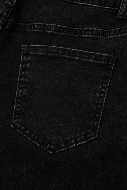 Black Studded Detail Straight Leg Casual Loose Jeans