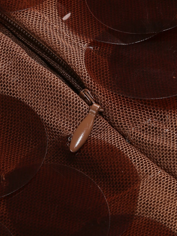 Chocolate Paillette Sequin Sleeveless Mini Dress detail view