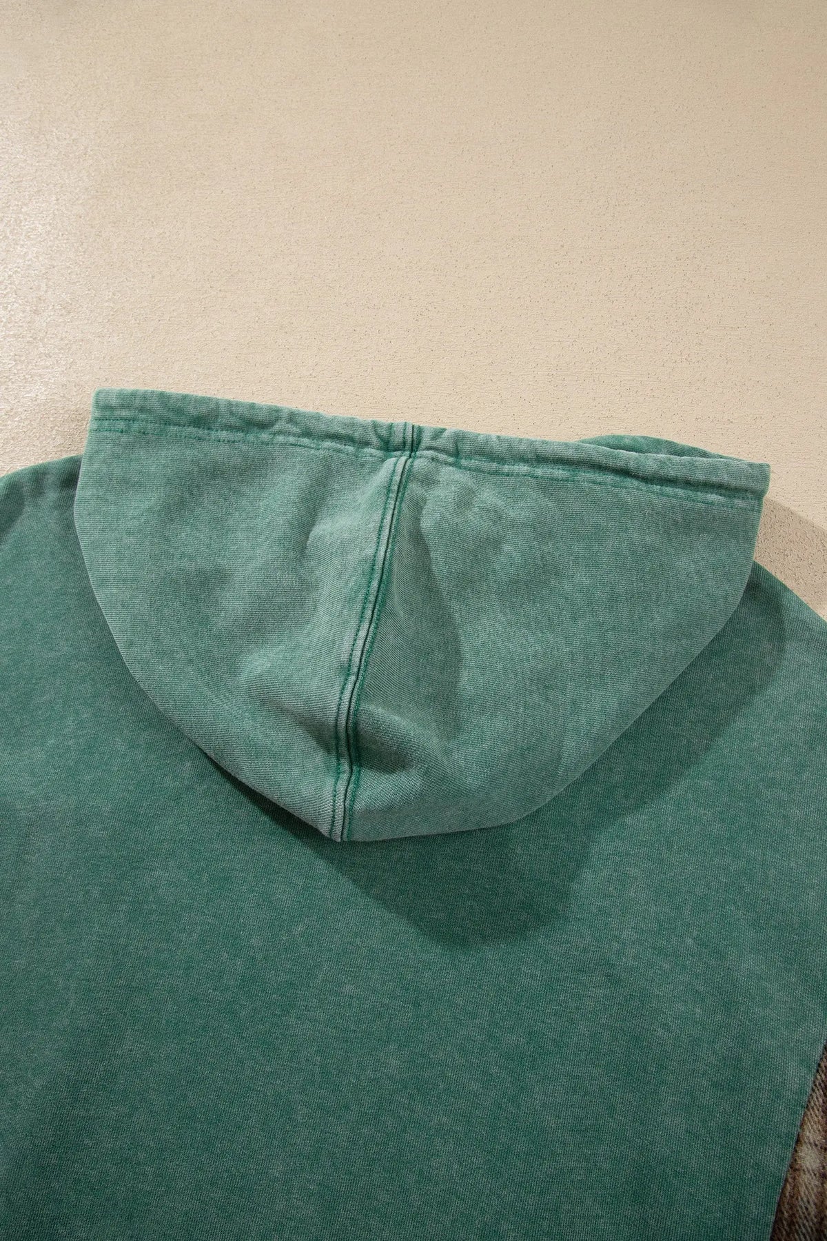 Smoke Green Plaid Colorblock Hoodie detail view · nz-alt-v1