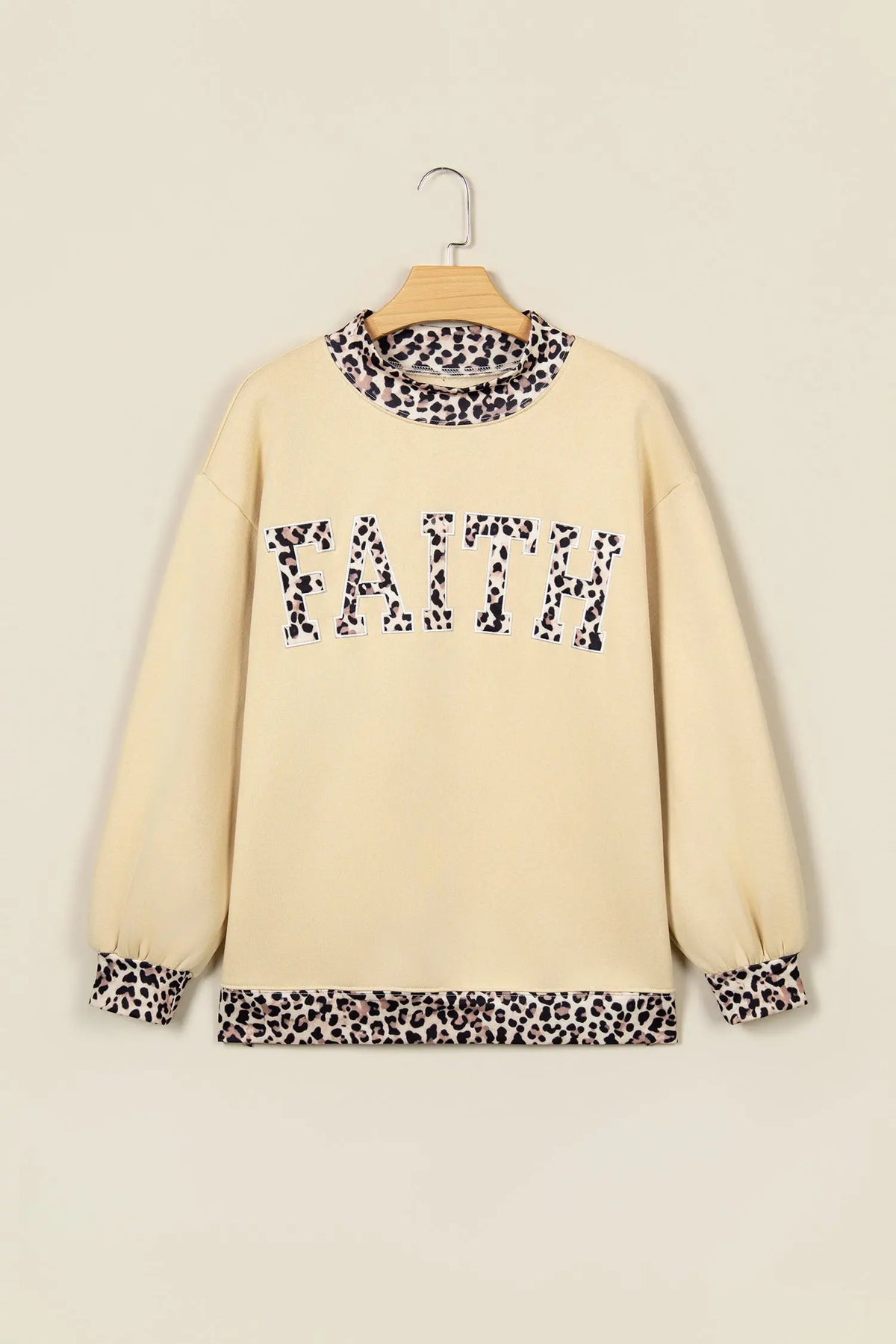 Polka Dot Trim High Neck GRACE Letter Graphic Baggy Sweatshirt