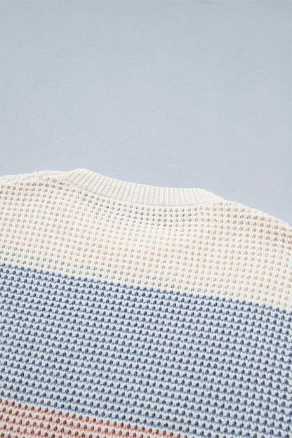 Light Blue Drop Shoulder Round Neck Long Sleeve Pullover Sweater