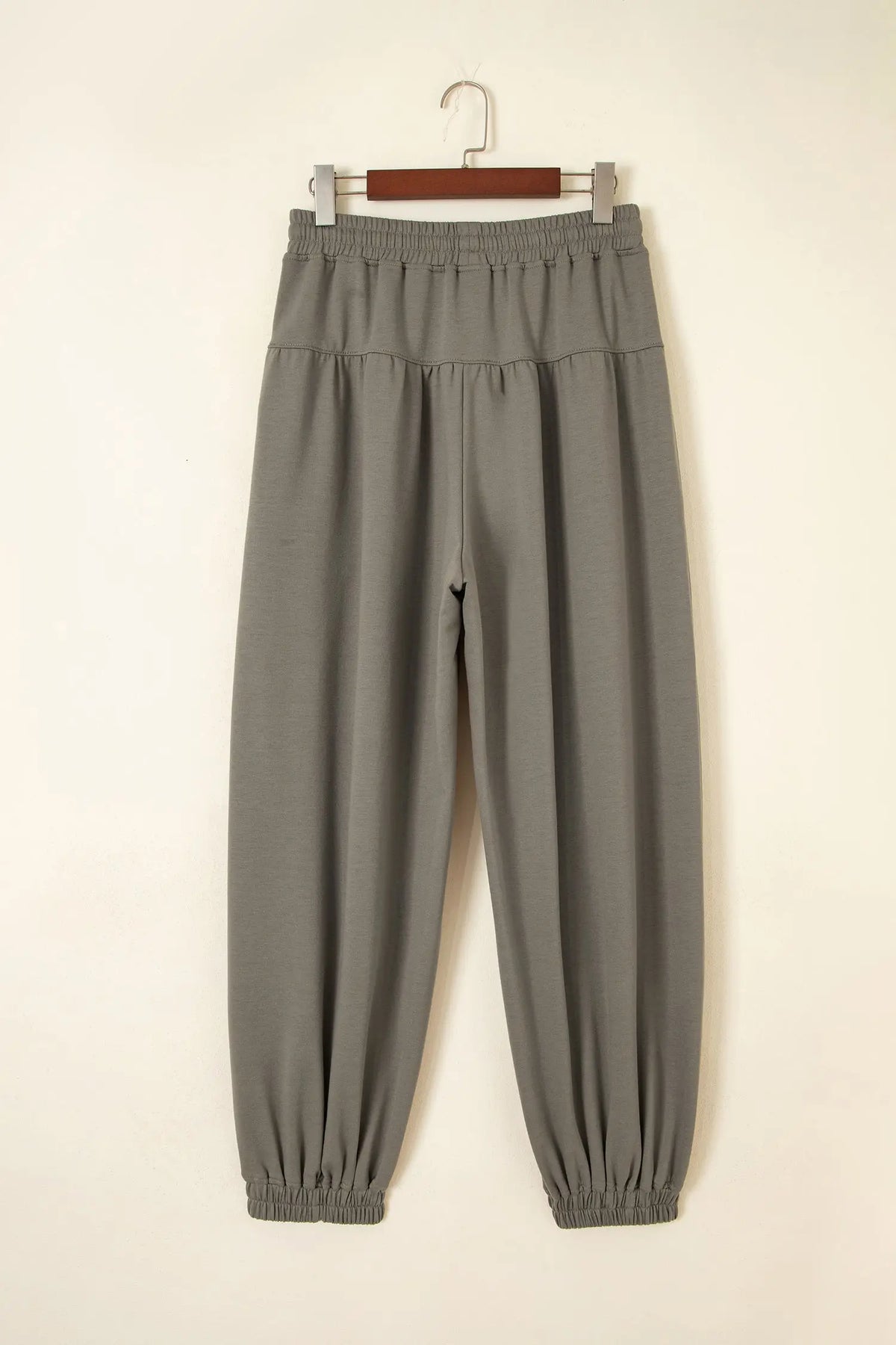 Dirty blue Elastic Waist Drawstring Wide Leg Full Length Pants