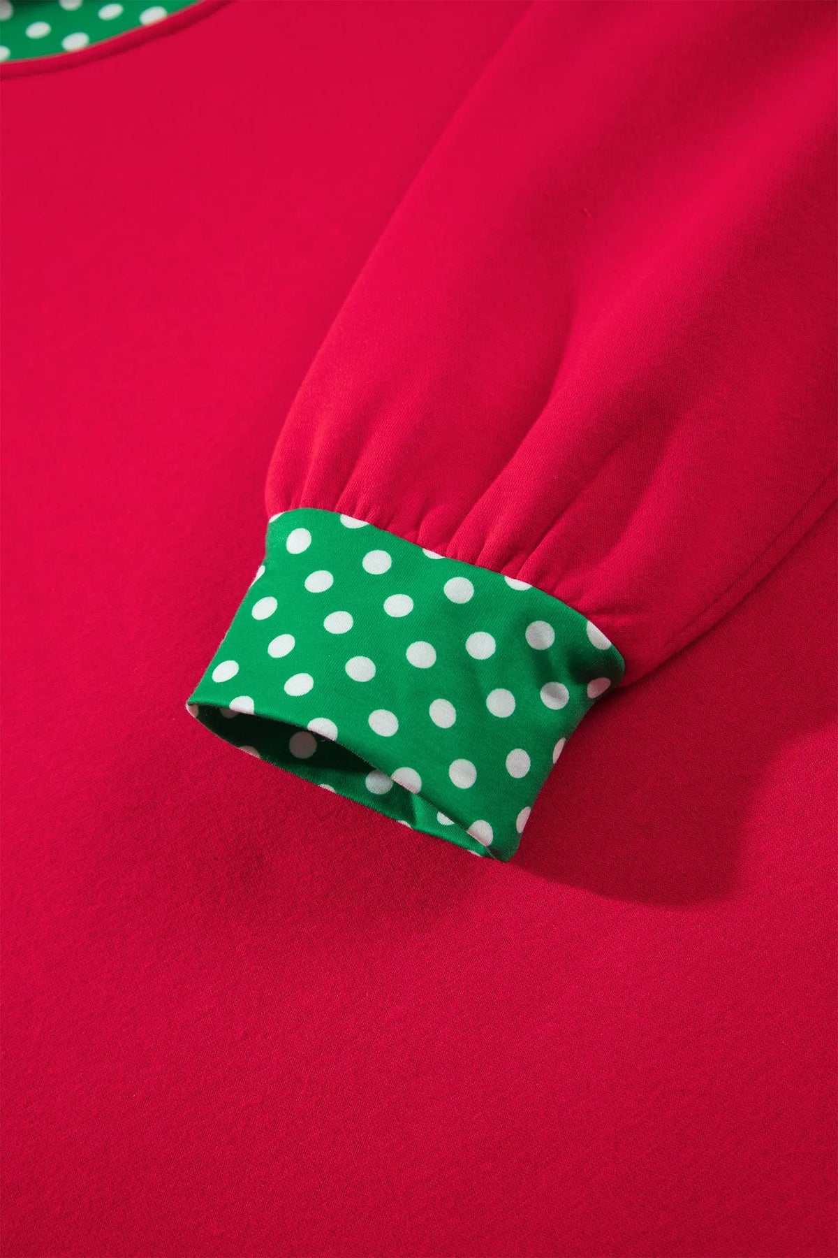 Pink Colorblock Polka Dot Contrast Trim Oversized Sweatshirt