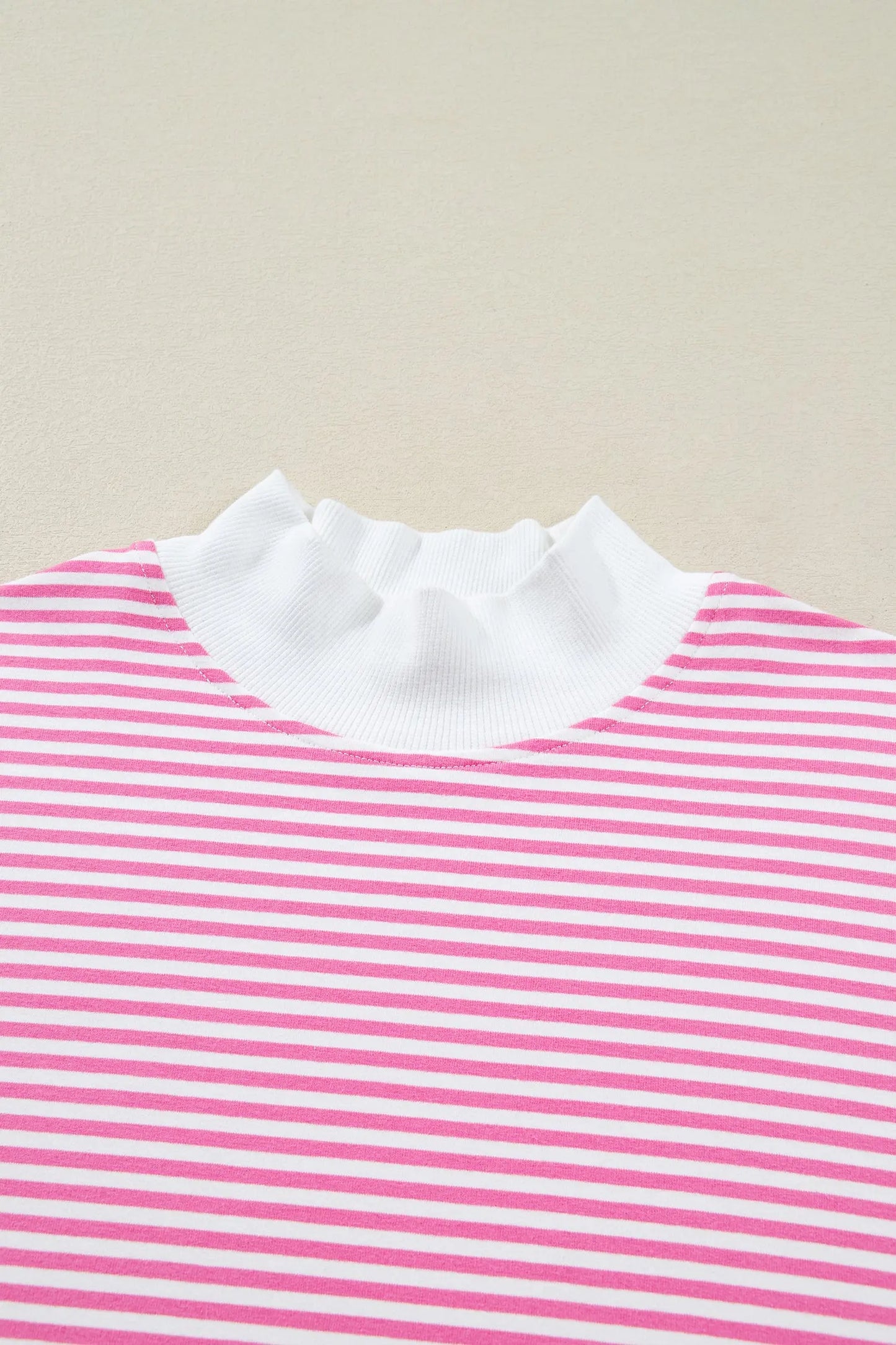 Red Stripe Oversize Mock Neck Sweatshirt and Shorts Set
