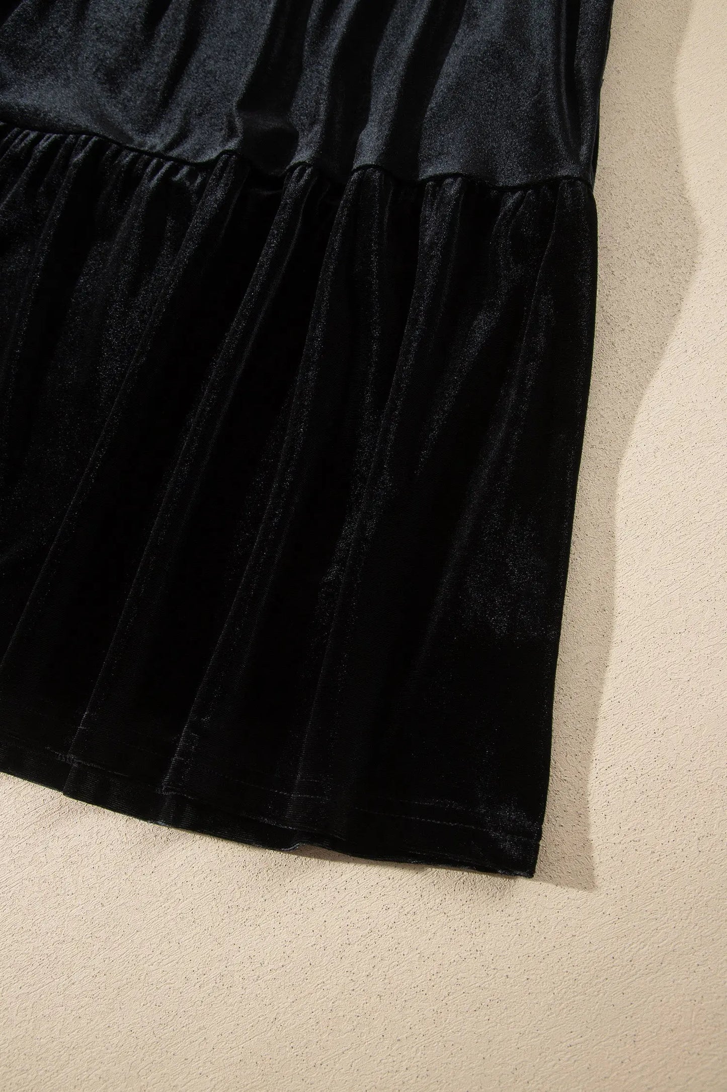Black Embroidered Velvet Short Sleeve Mini Shift Dress