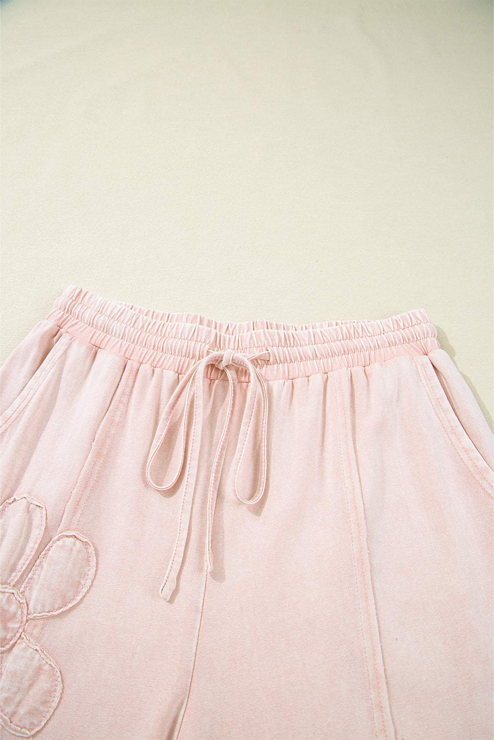 Buckskin Flower Patch Mineral Washed Terry Knit Cropped Wide Leg Pants