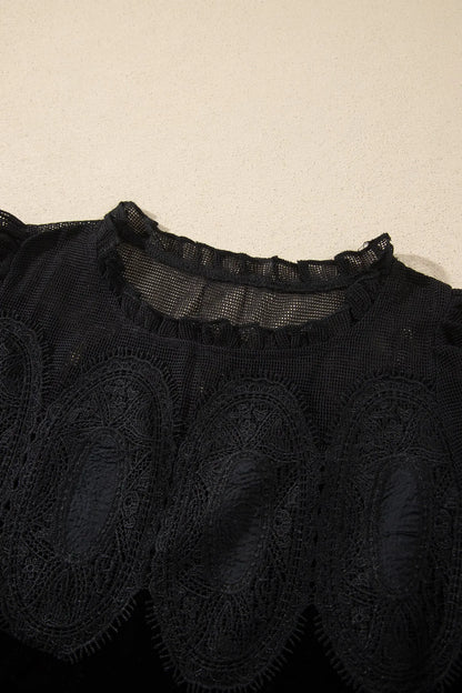 Black Embroidered Velvet Short Sleeve Mini Shift Dress