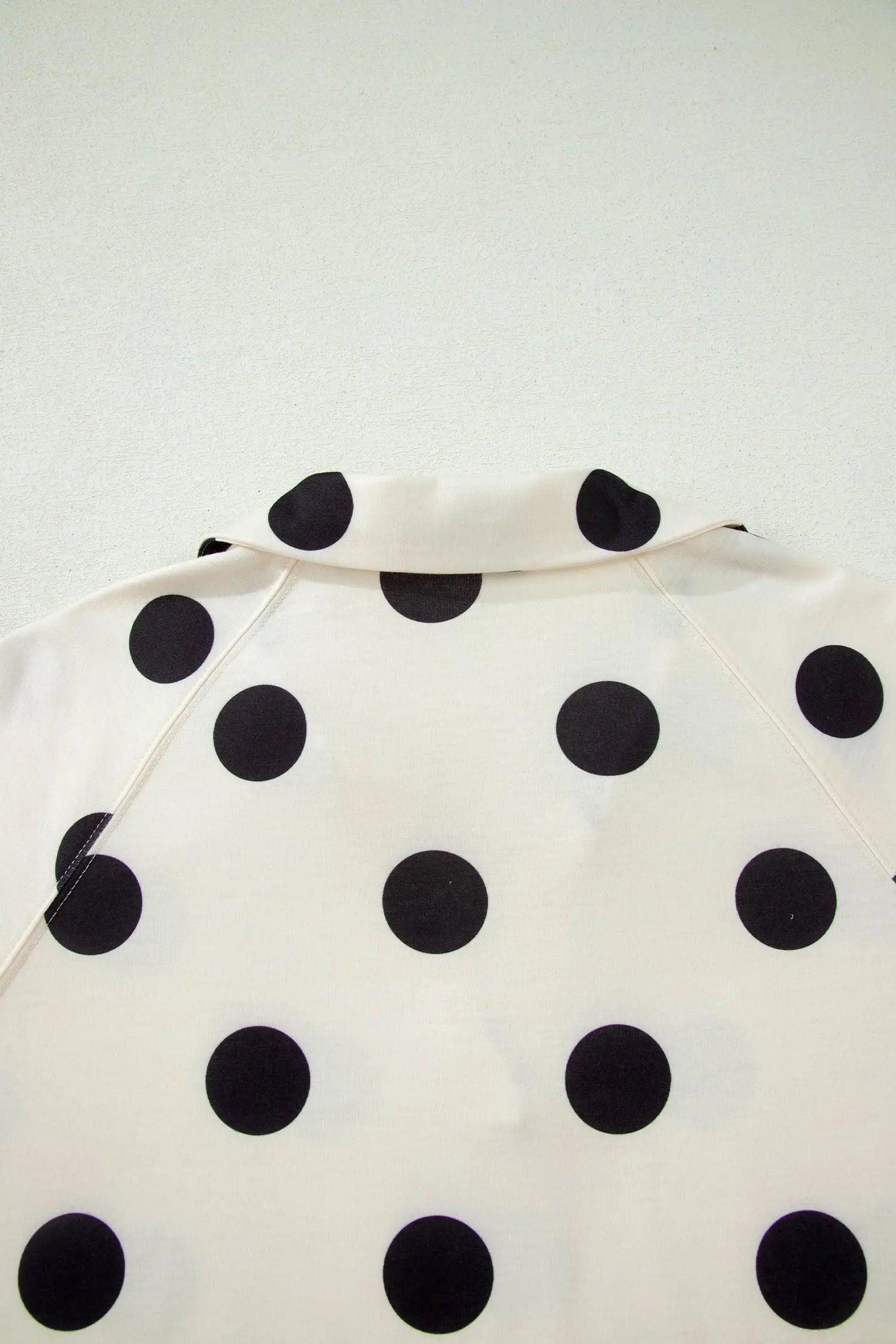 Beige Polka Dot Print V Neck Tee Short Set Nataliz