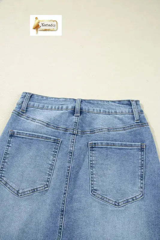 Dark Grey Irregular Distressed Bottom Denim Midi Skirt Dear-Lover Dropshipping