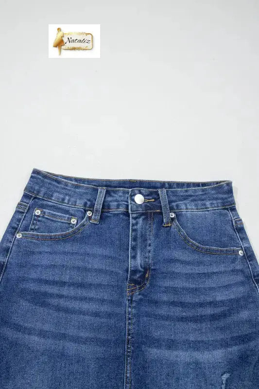 Dark Grey Irregular Distressed Bottom Denim Midi Skirt Dear-Lover Dropshipping