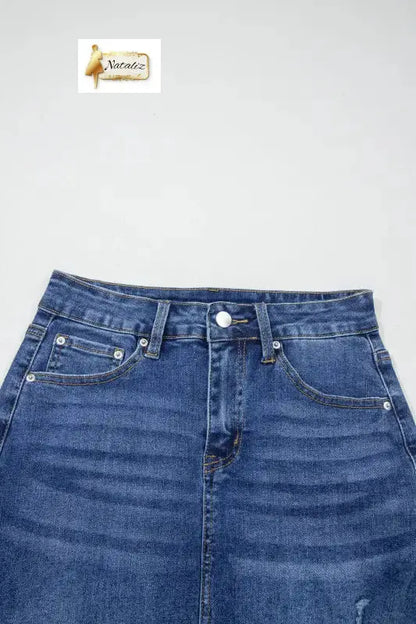 Dark Grey Irregular Distressed Bottom Denim Midi Skirt Dear-Lover Dropshipping