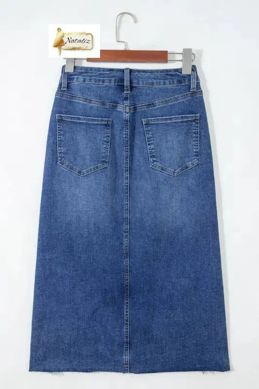 Dark Grey Irregular Distressed Bottom Denim Midi Skirt Dear-Lover Dropshipping