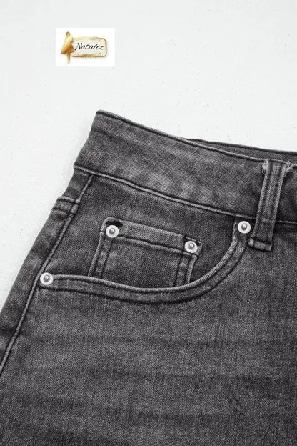 Dark Grey Irregular Distressed Bottom Denim Midi Skirt Dear-Lover Dropshipping