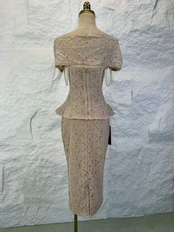Lace Corset Peplum Top and Midi Skirt Two-Piece Set mannequin view · nz-alt-v1