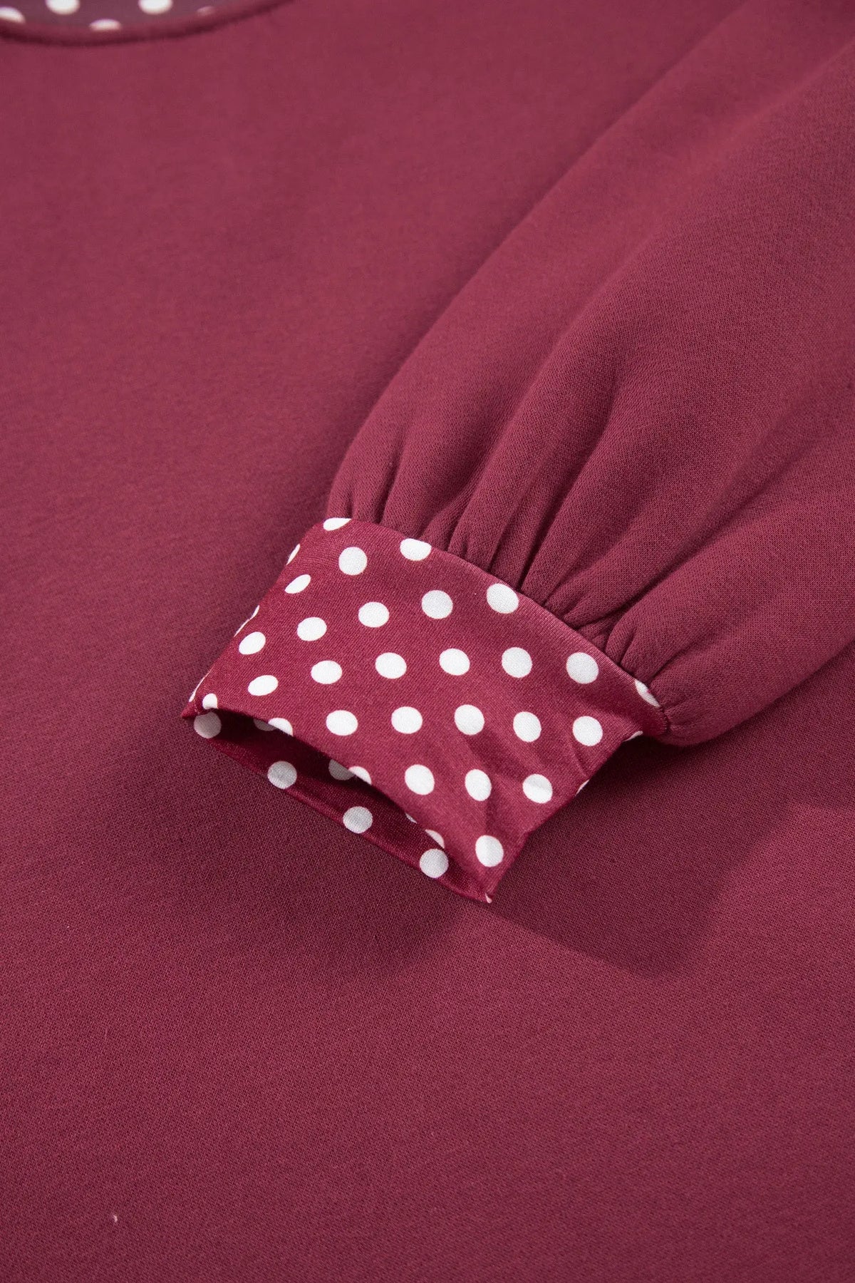 Tillandsia Purple Colorblock Polka Dot Contrast Trim Oversized Sweatshirt