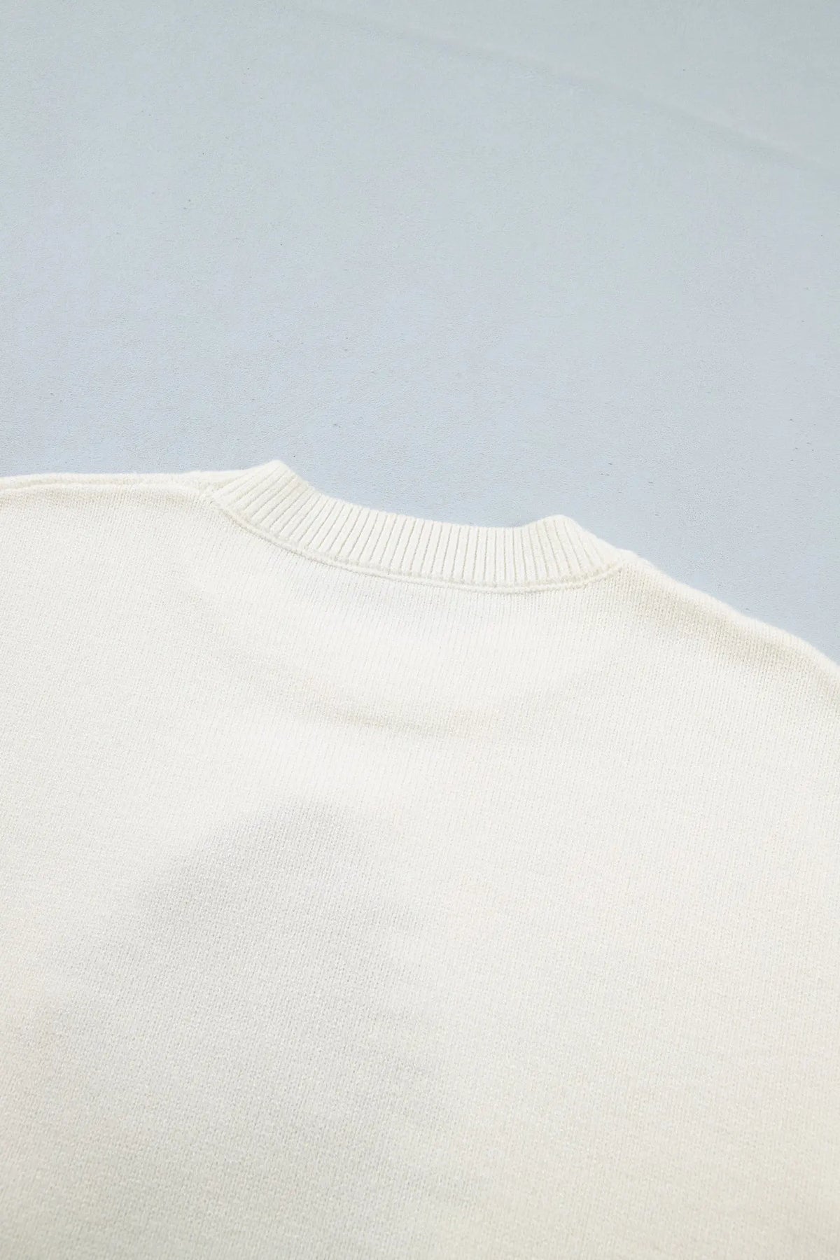 White Christmas Tree Bow Drop Shoulder Knit Sweater