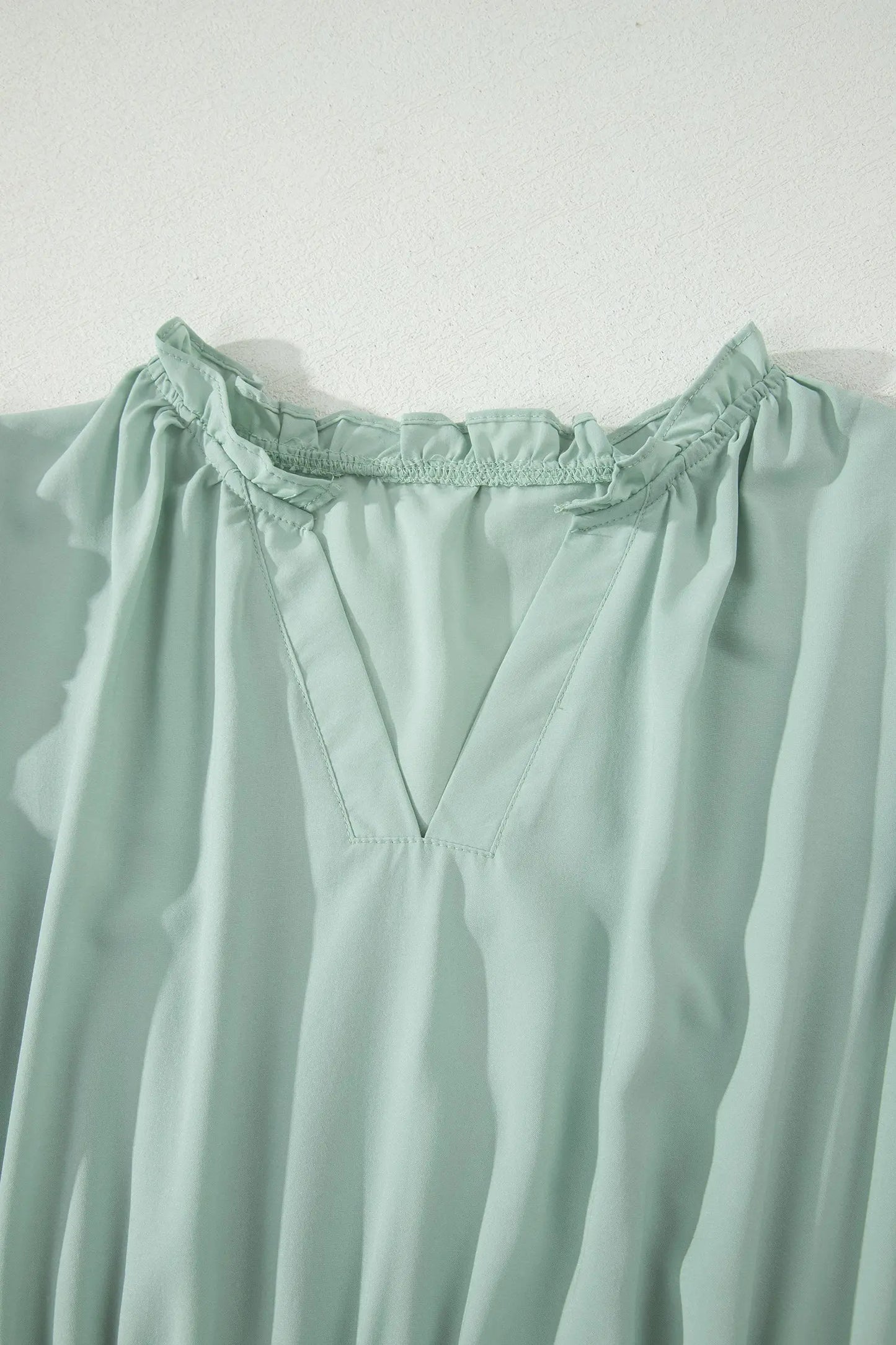Bright Green Solid Color V Neck Short Puff Sleeve High Waist Tiered Maxi Dress - Casual Dresses
