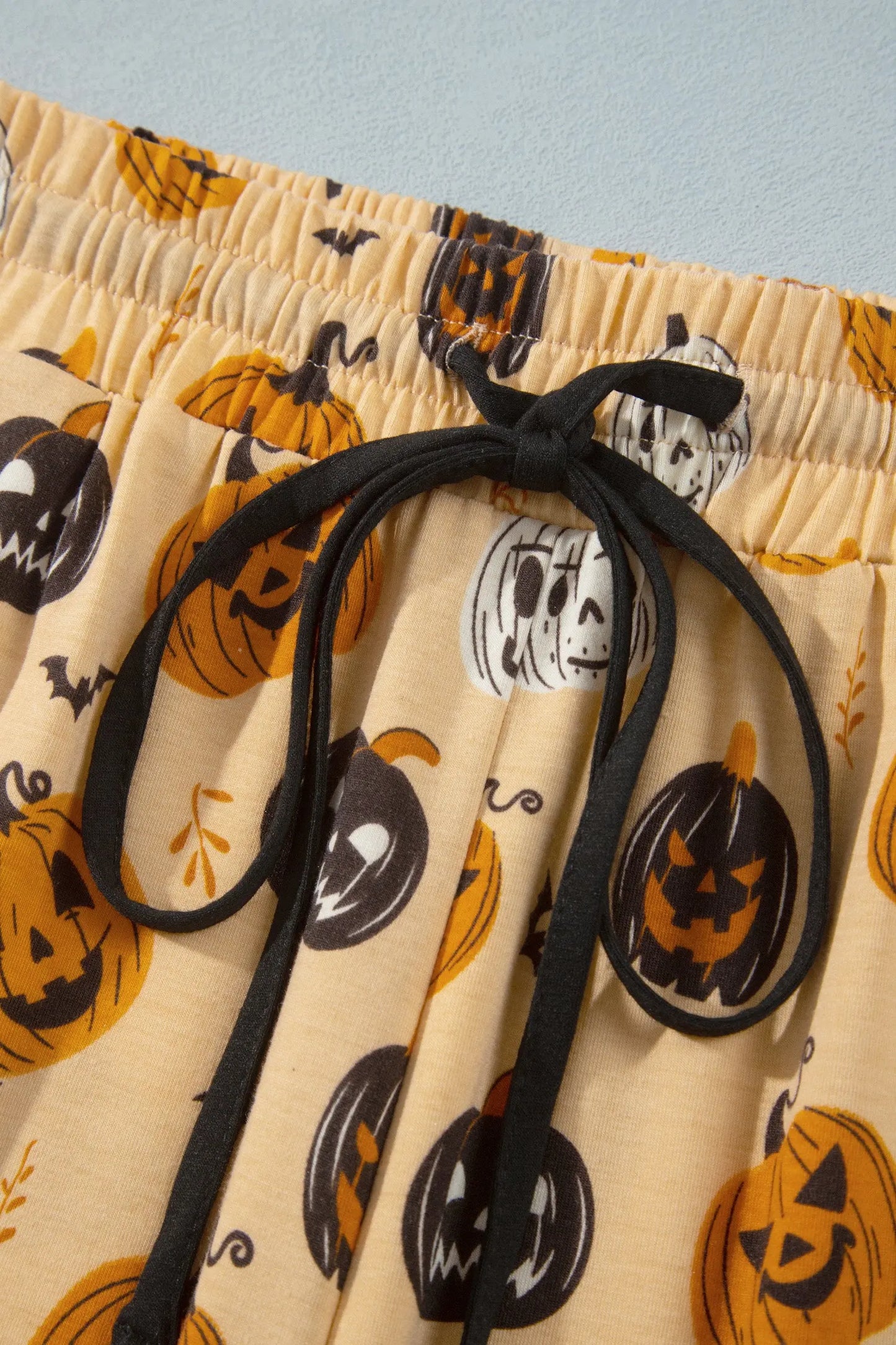 Orange Halloween Pumpkin Print Two Piece Long Sleeve Lounge Set