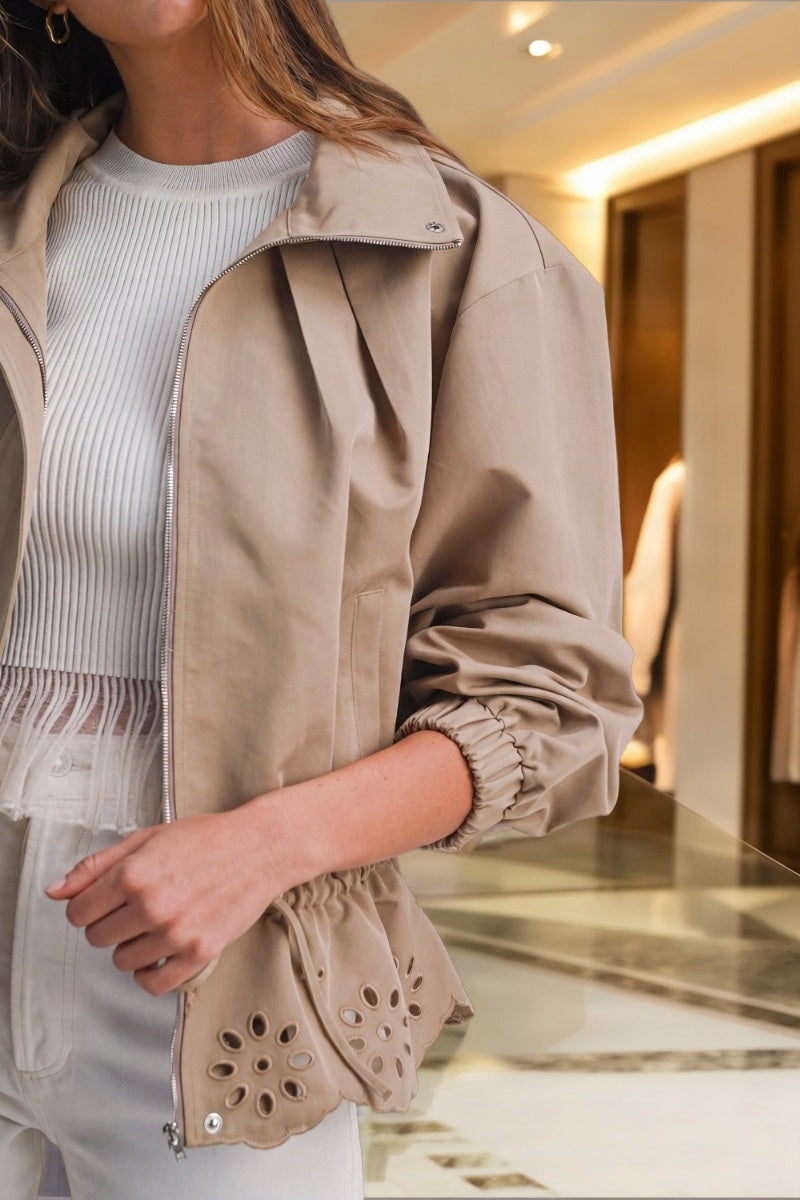 Eyelet Hem Anorak Jacket detail view · nz-bg-v1