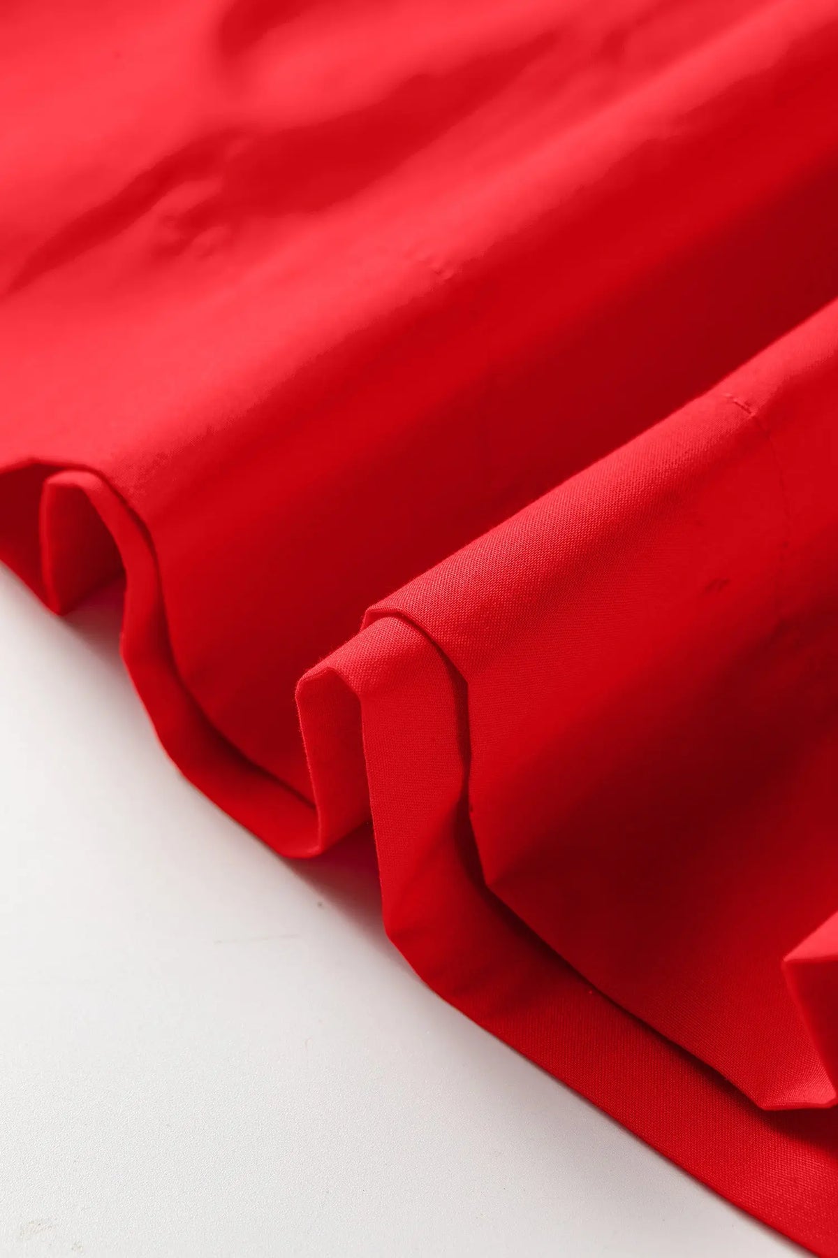 Fiery Red U Neck Long Sleeve Fit and Flare Short Dress fabric detail view · nz-alt-v1