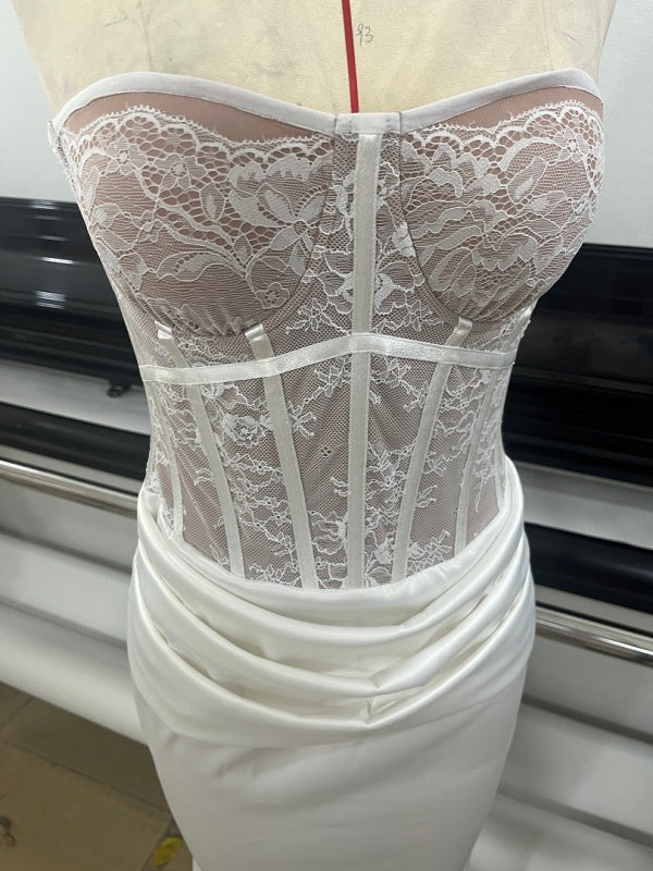 Strapless Lace Corset Maxi Dress in Ivory mannequin view · nz-alt-v1