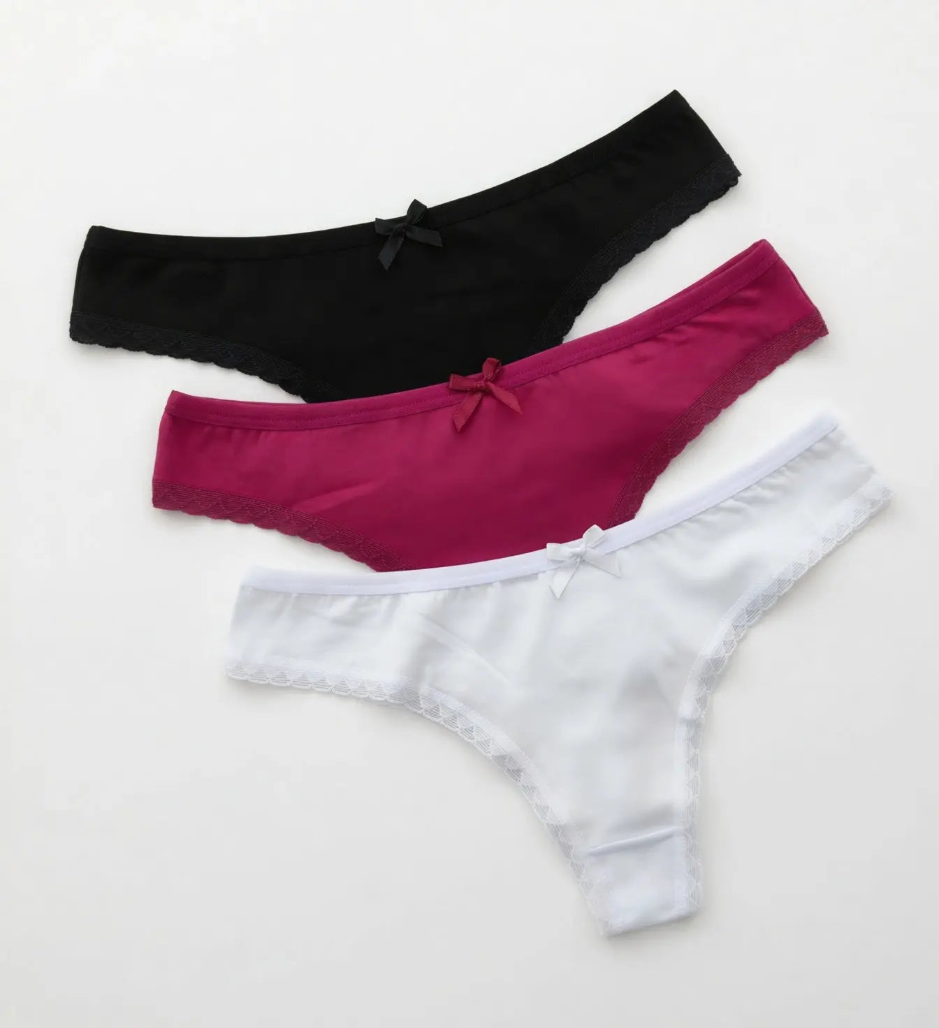 Pack of 3 stretch thong with lace trimming 95% cotton Nataliz
