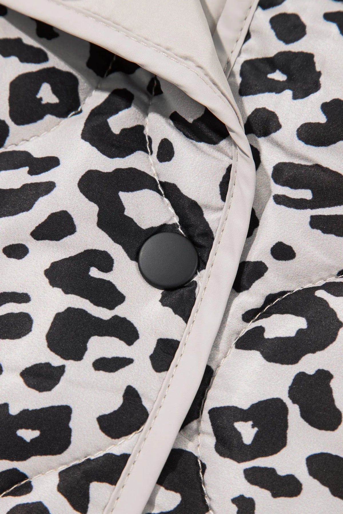 Khaki Leopard Print Patch Pockets Binding Tape Long Sleeve Regular Fit Jacket