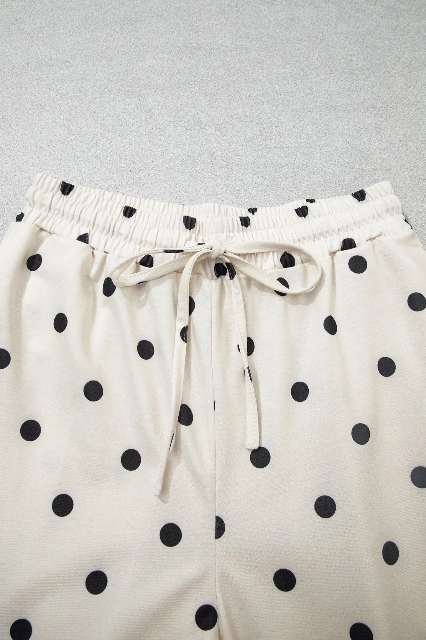 Black Polka Dot Half Sleeve Loose Top Elastic Waist Casual Pants Set