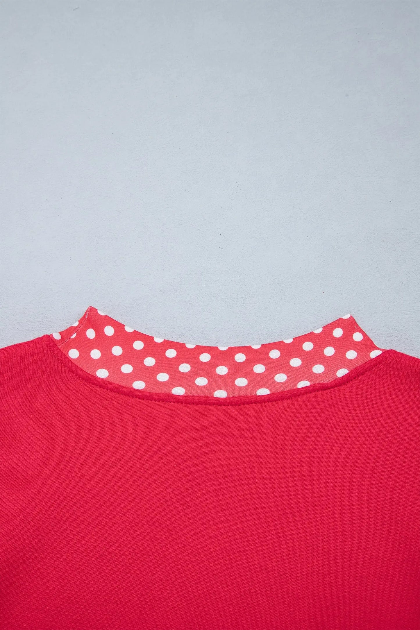 Pink Colorblock Polka Dot Contrast Trim Oversized Sweatshirt
