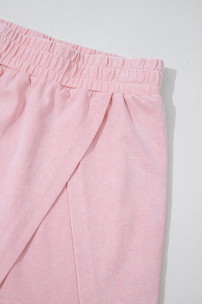 Yellow Cream 2 Pieces Mineral Wash Cotton Tank Top Lined Split Skort Set