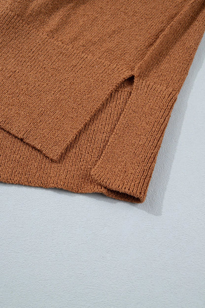 Brown Oversized Drop Shoulder Round Neck Christmas Sweater