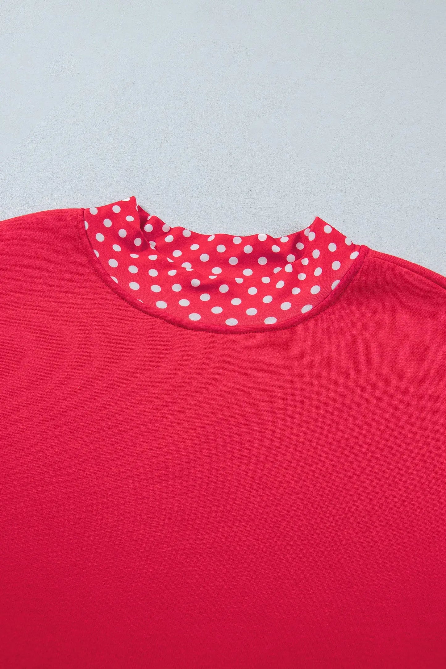 Pink Colorblock Polka Dot Contrast Trim Oversized Sweatshirt