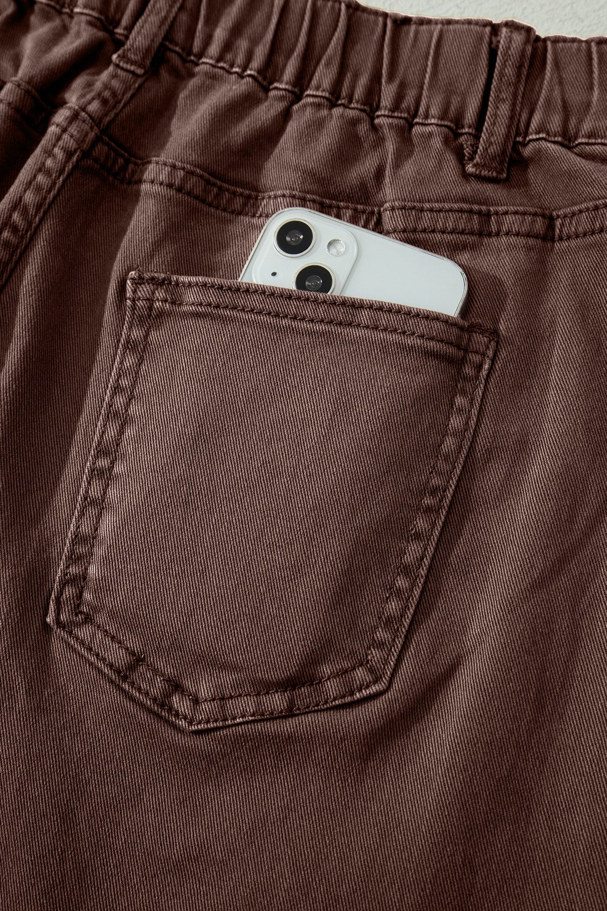 Solid Color Square Patch Pocket Ankle-length Barrel Jeans
