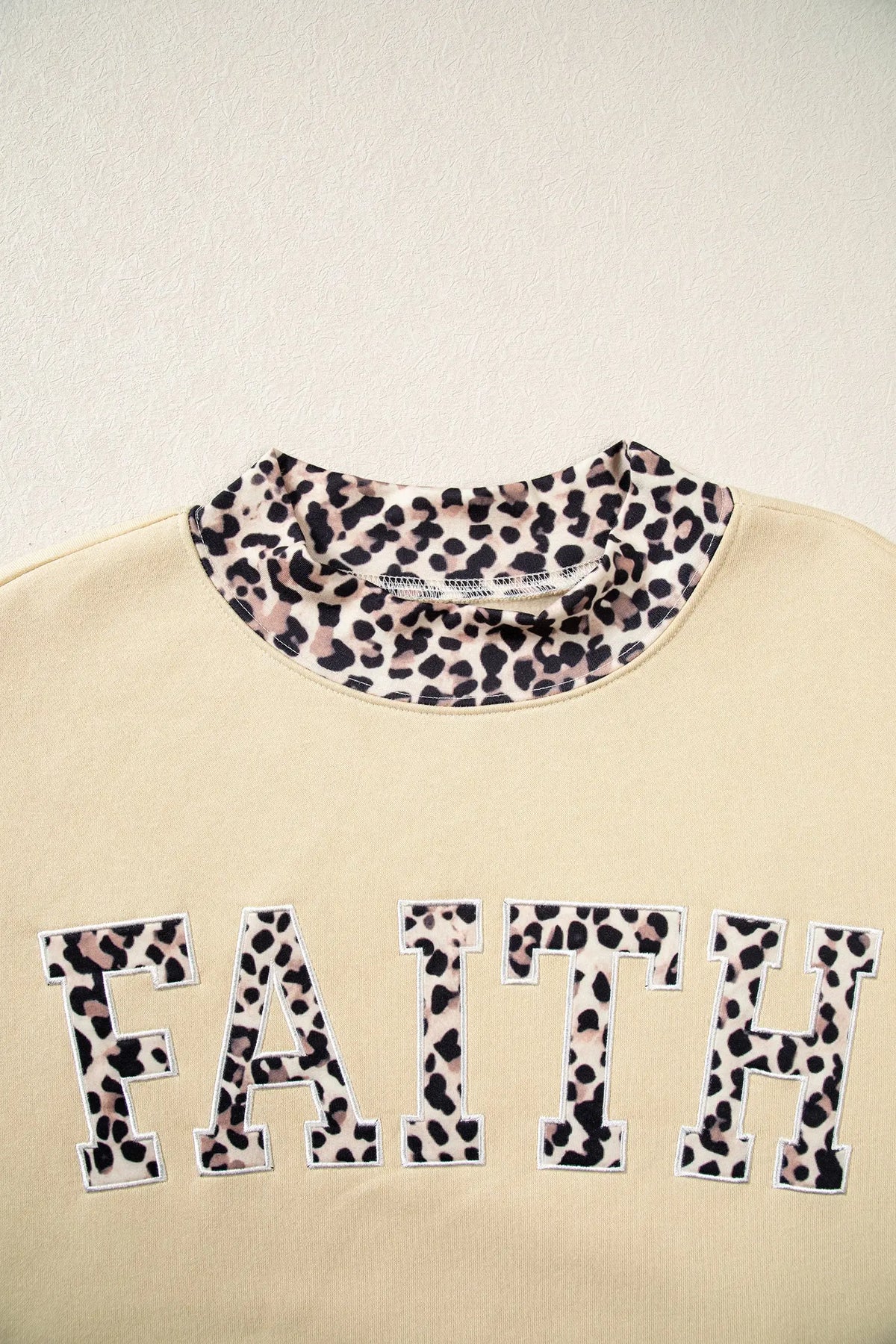 Polka Dot Trim High Neck GRACE Letter Graphic Baggy Sweatshirt