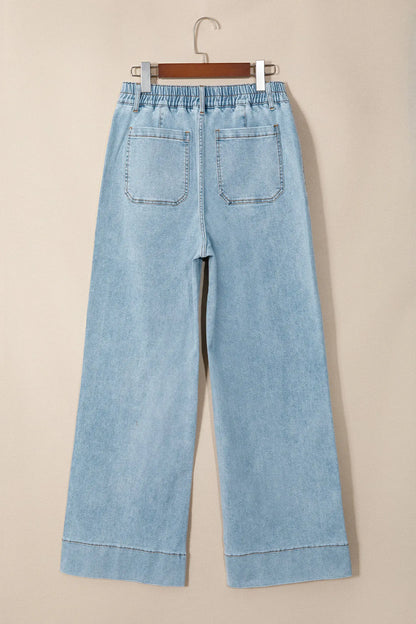 Beau Blue Solid Full-Length Regular Pocket Detail Wholesale Denim Jeans