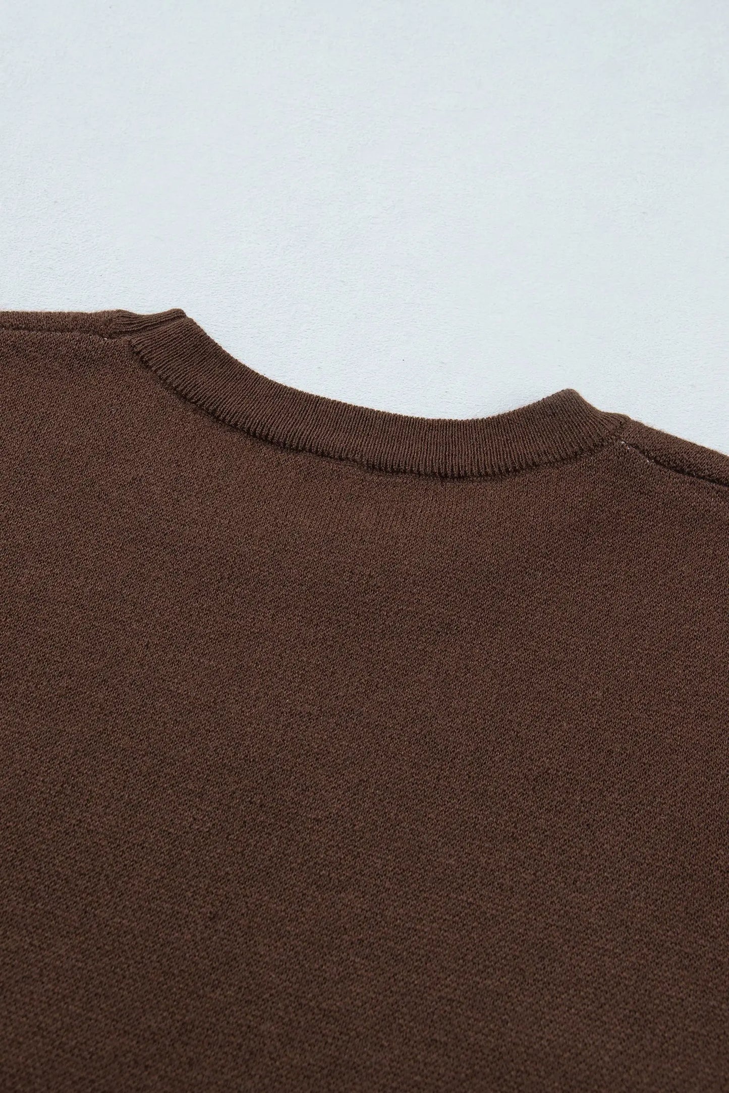Brown Western Print Short Sleeve Knit Casual Sweater