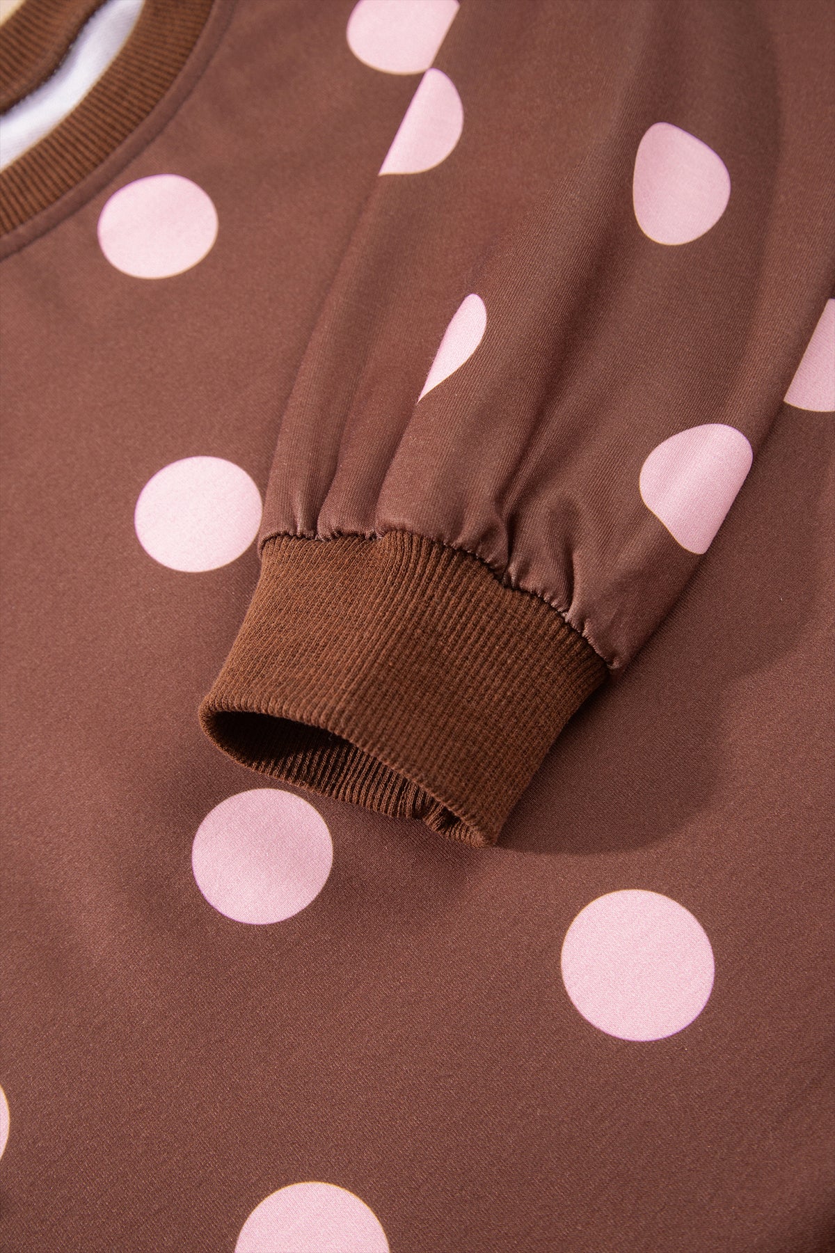Polka Dot Long Sleeve Top Split Skort Casual 2pcs Set