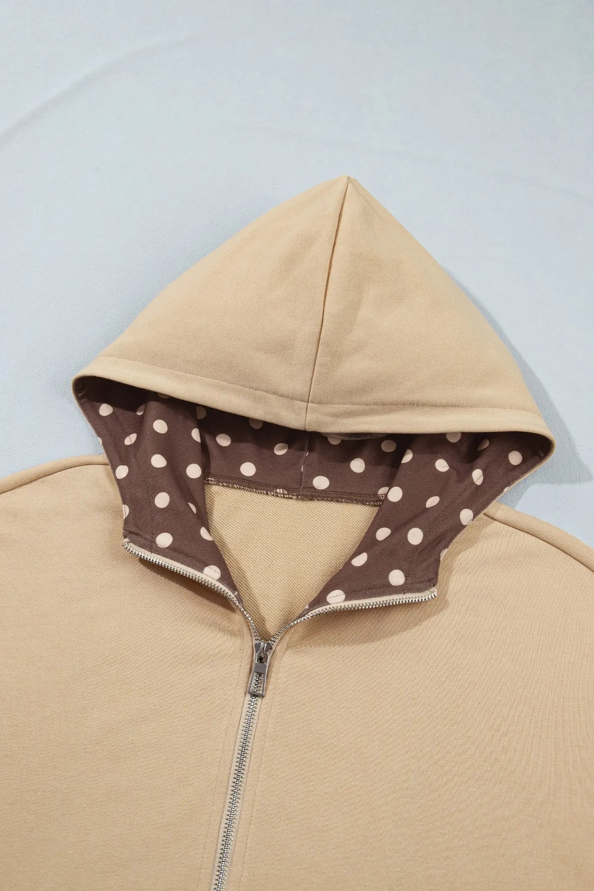 Parchment Polka Dot Hooded Zip-Up Sweatshirt