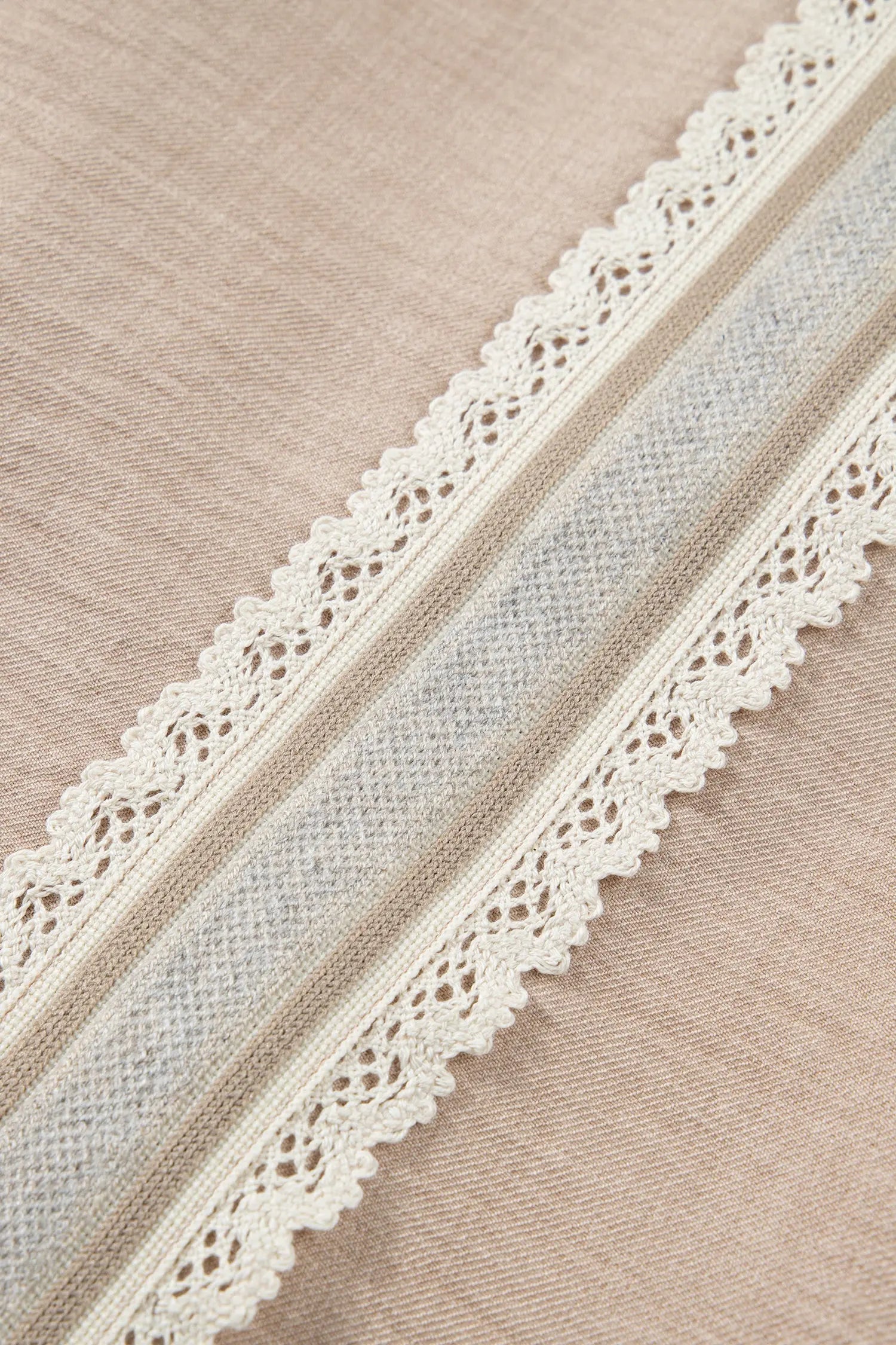Parchment Crochet Lace Accent Pullover Rolled Short Sleeve Blouse Nataliz