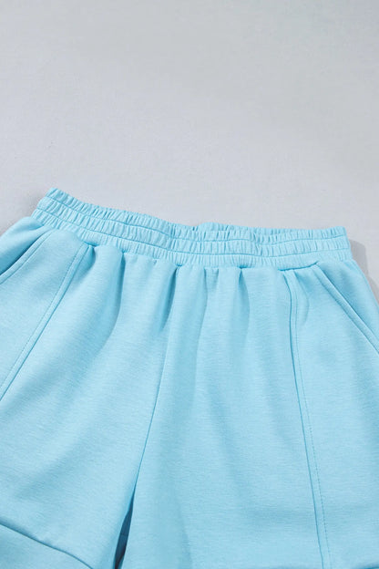 Myosotis Half Zip High Neck Tee Athleisure Short Set Nataliz