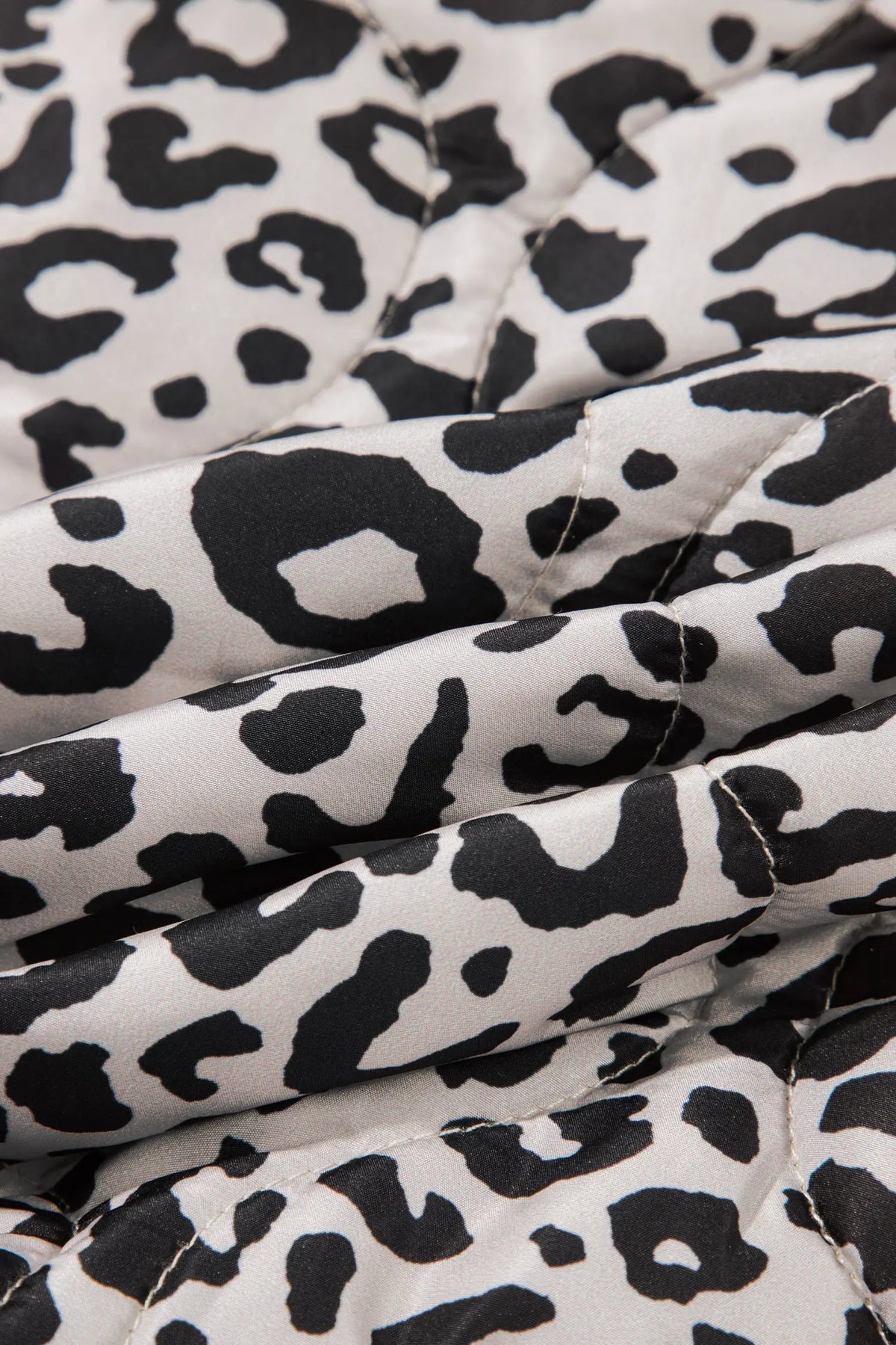 Khaki Leopard Print Patch Pockets Binding Tape Long Sleeve Regular Fit Jacket