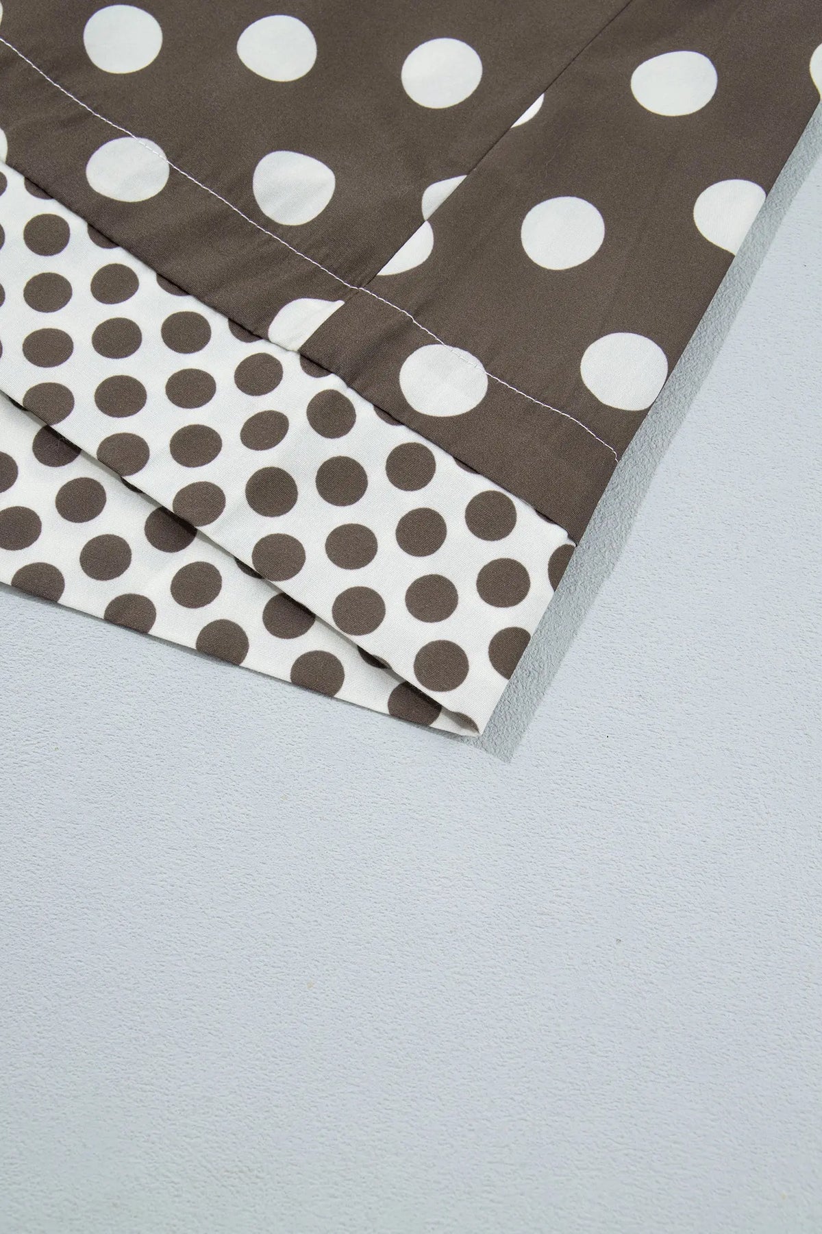 Brown Polka Dot Contrast Detail Zip-Up Long Sleeve Shacket